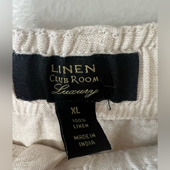 Club Room Luxury 100% Linen Pants Men’s XL Ivory Elastic Waist Drawstring 38x30 - Picture 2 of 10